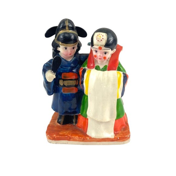 Vintage Hand-Painted Korean Wedding Couple Figurine Miniature Home Decor - Picture 2 of 10